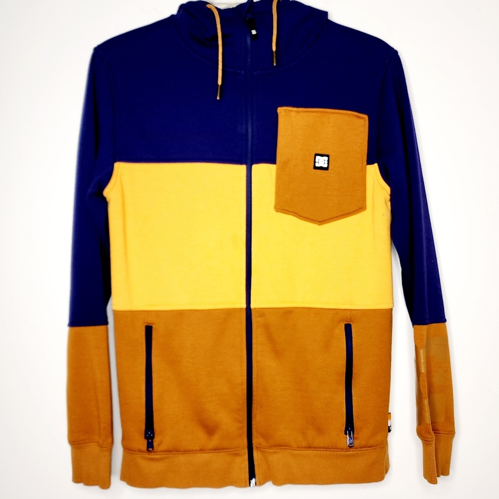 DC DEFY fleece full zip ride built series color block hoodie mens XS